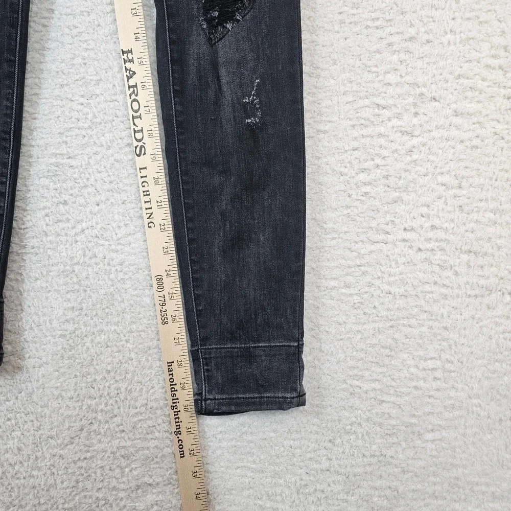 Judy‎ Blue Skinny Fit Distressed Black Plaid Patch Jeans JB82191BK Size 7/28